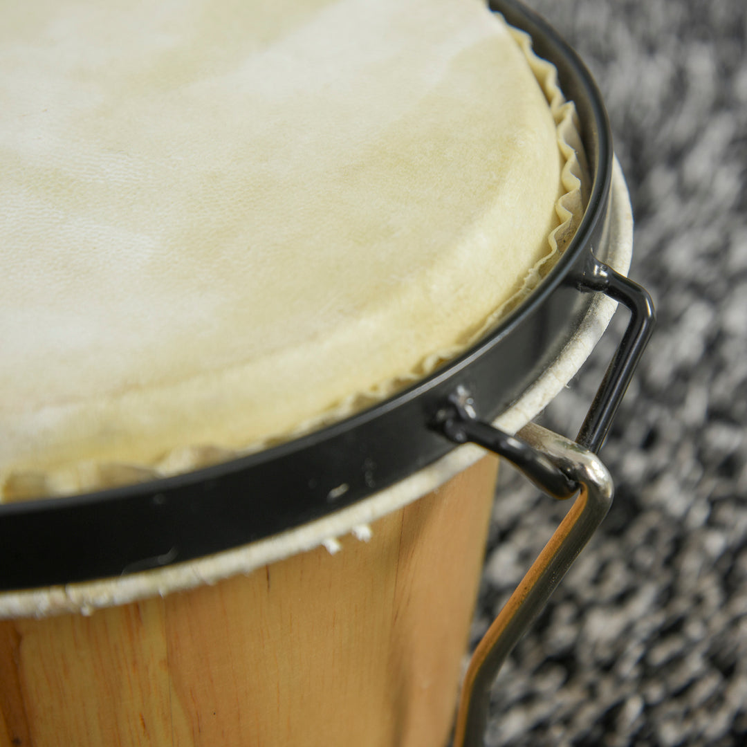 Wooden Bongo Drum Set w/ Sheepskin Drum Head