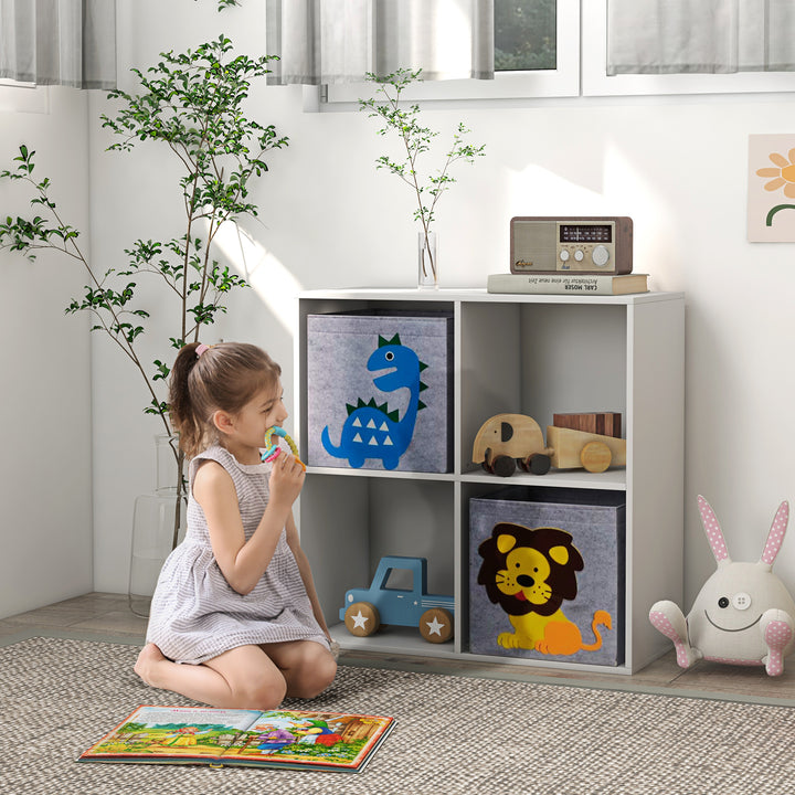 Toy Storage Box for Children with Dual Non-Woven Fabric Bins