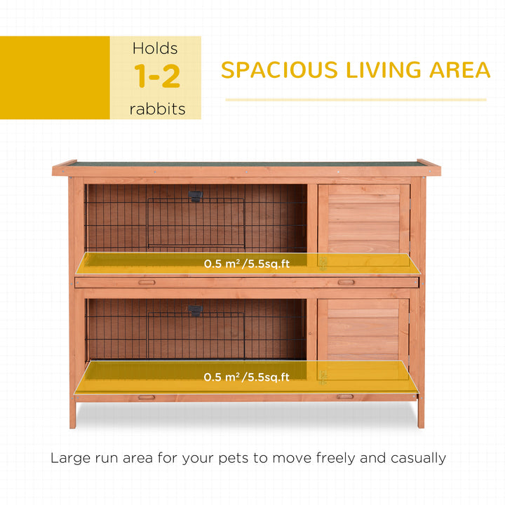 Double Decker Rabbit Hutch 4FT Guinea Pig Cage with No Leak Trays for Outdoor