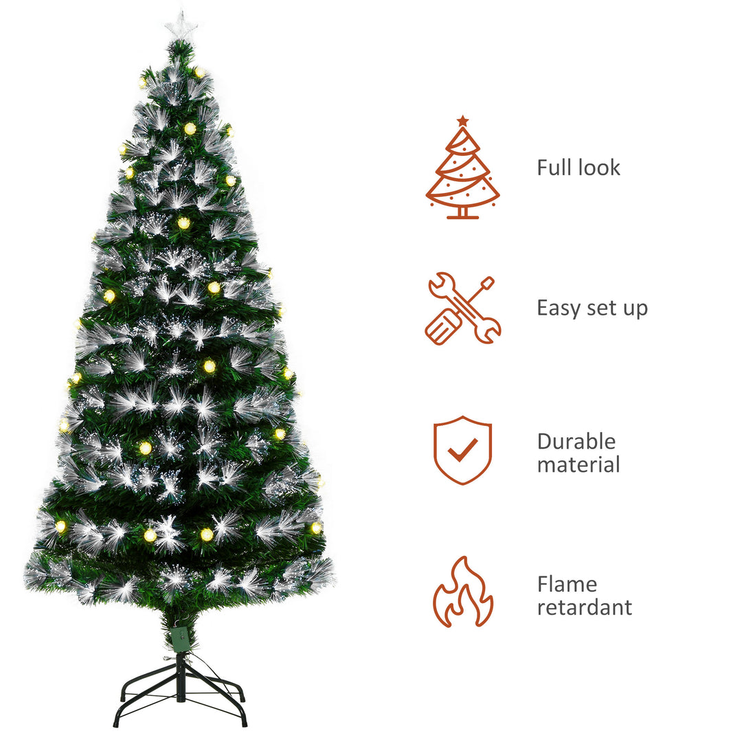 HOMCM 6ft White Light Artificial Christmas Tree w/ 230 LEDs Star Topper Tri-Base Full Bodied Seasonal Decoration Pre-Lit Home