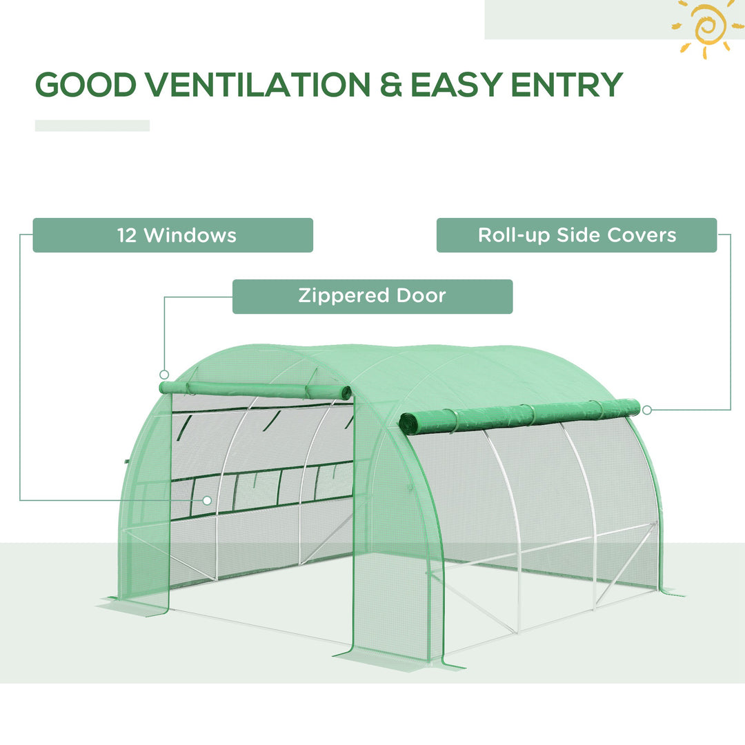 Walk-in Polytunnel Greenhouse: With Roll-up Sidewalls