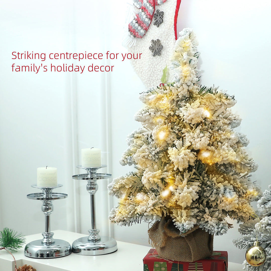 1.5ft Mini Artificial Christmas Trees with Lights Set of 2