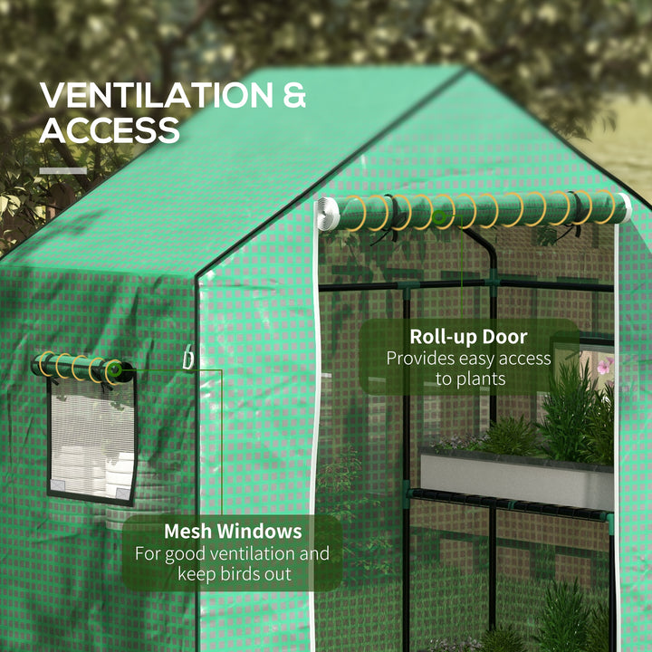 Greenhouse Cover Replacement Walk-in PE Hot House Cover with Roll-up Door and Windows