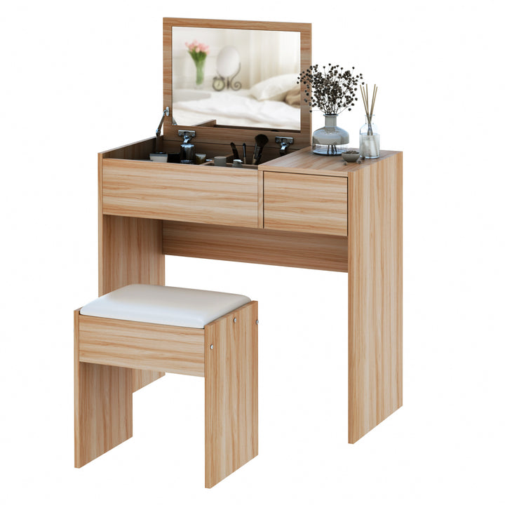 Dressing Table Set with Cushioned Stool