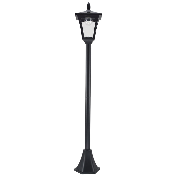 Outdoor Solar Powered Post Lamp Sensor Dimmable LED Lantern Bollard Pathway 1.6M Tall – Black