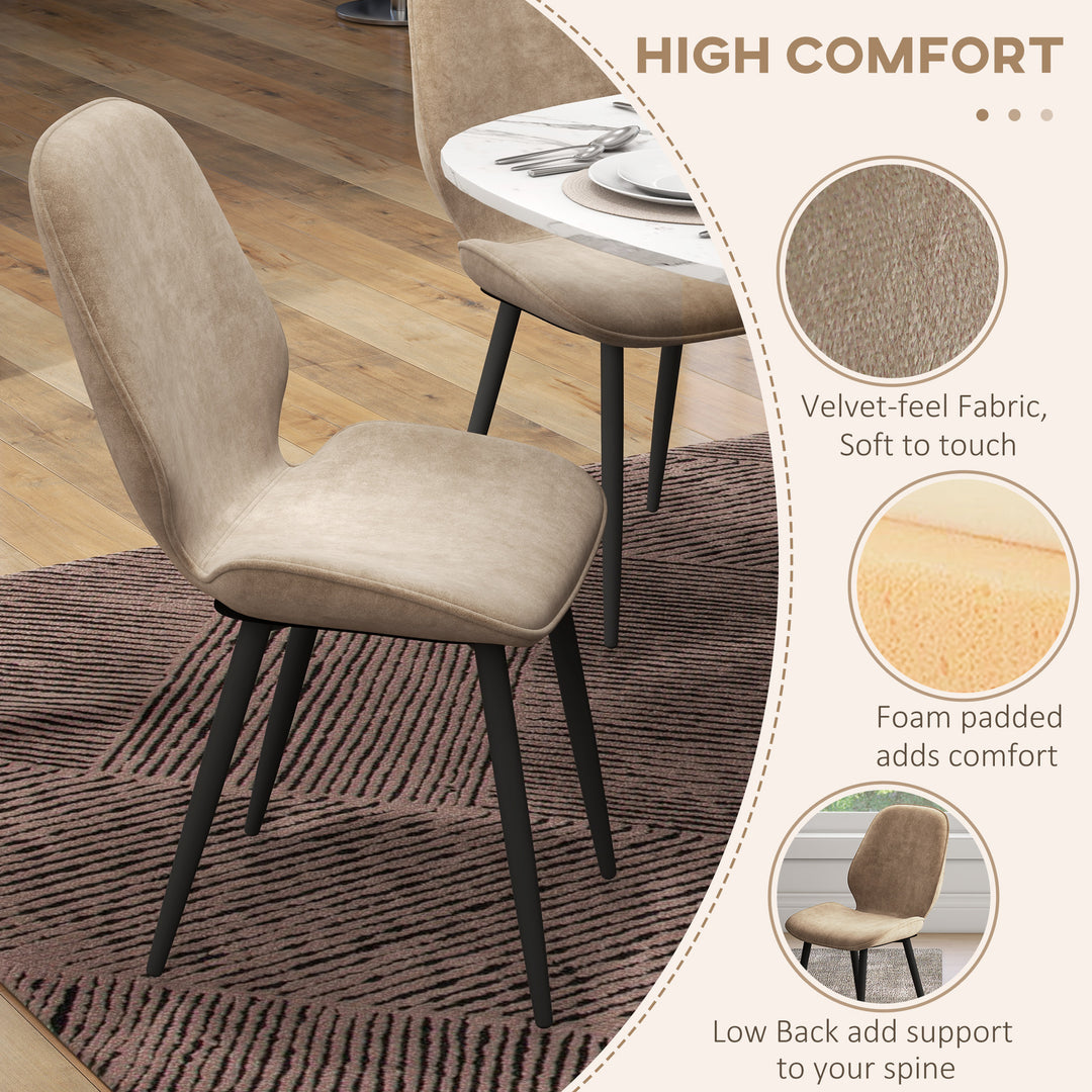 HOMCOM Velvet Dining Chairs Set of 2, Light Brown