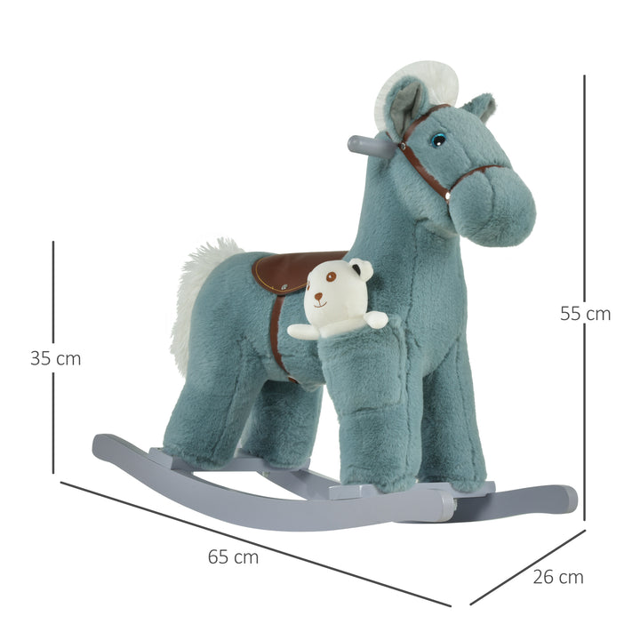 Baby Wooden Rocking Horse with Plush Toy Realistic Sounds