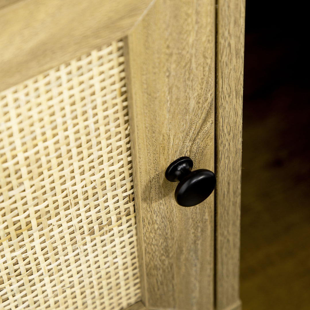 Bedside Table with Rattan Element