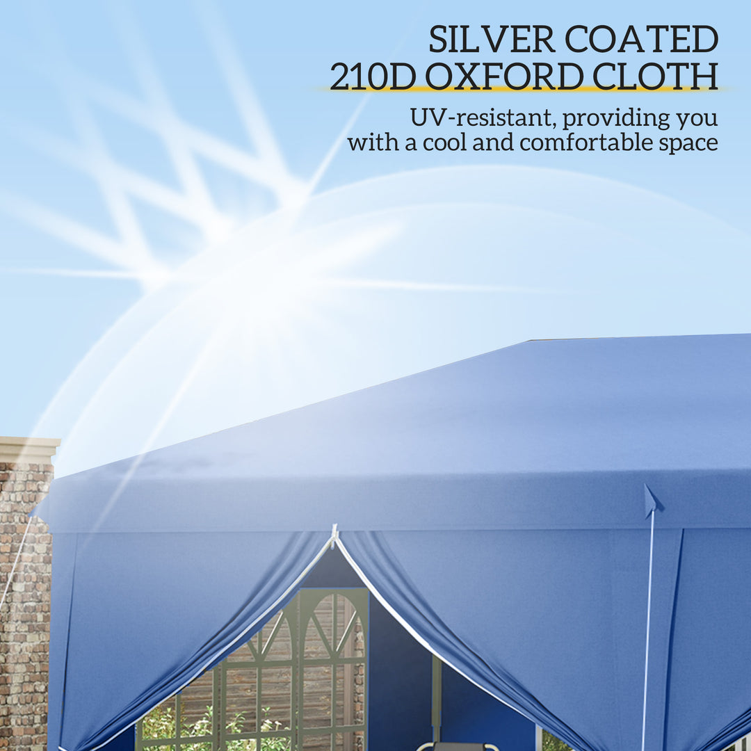 3 x 6m Garden Heavy Duty Water Resistant Pop Up Gazebo Marquee Party Tent Wedding Canopy Awning-Blue