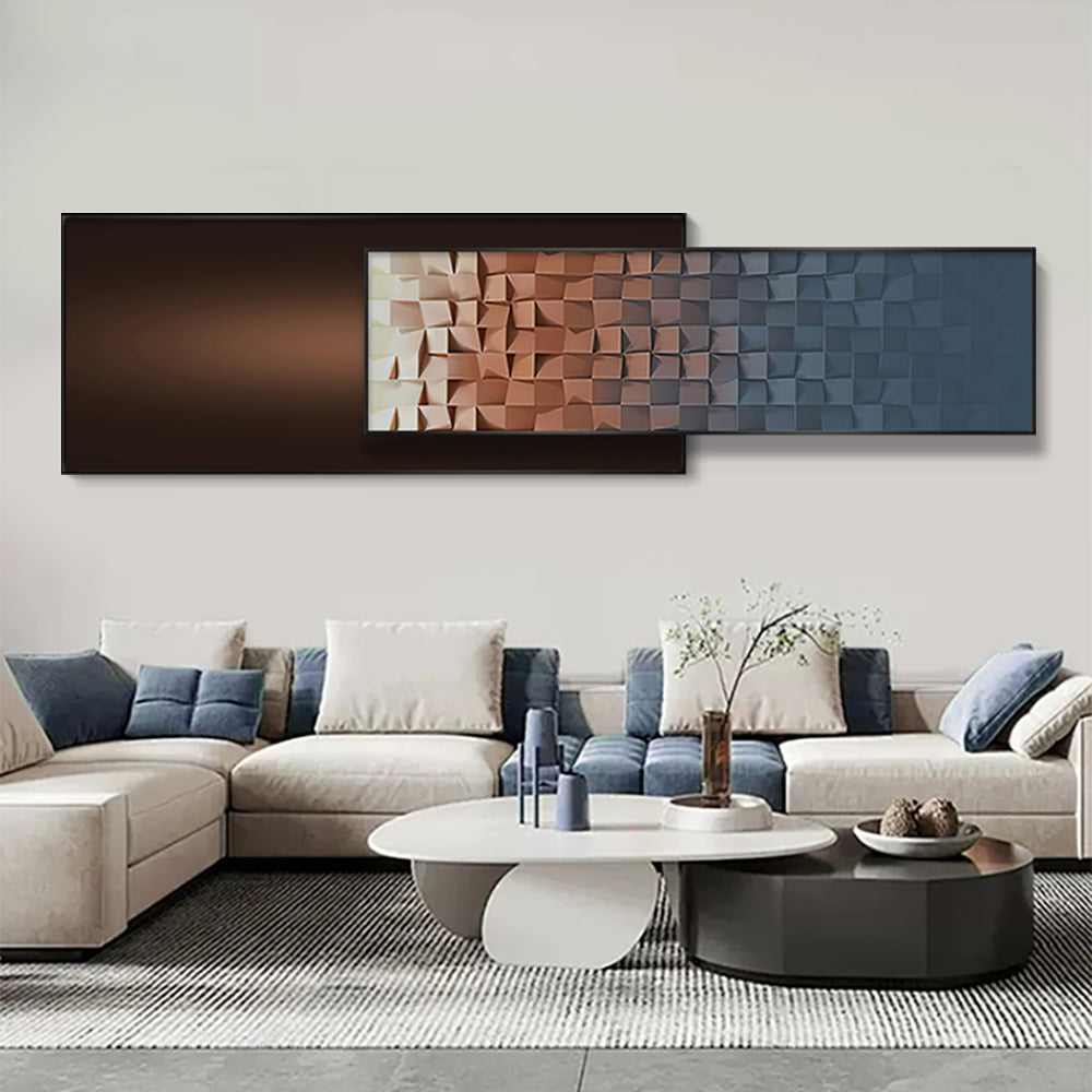 Modern Abstract Gradient Wall Art 3D Geometric Design Wall Decor with Dual-Tone Palette for Living Room