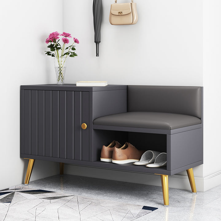 Nordic Gray Shoe Cabinet & Modern Shoe Rack Bench Set Storage Bench Cabinet with Door