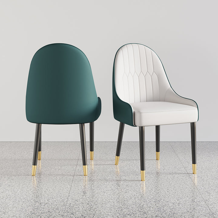 Darg Modern PU Leather 6-Piece Dining Chairs in White & Green with Metal Legs