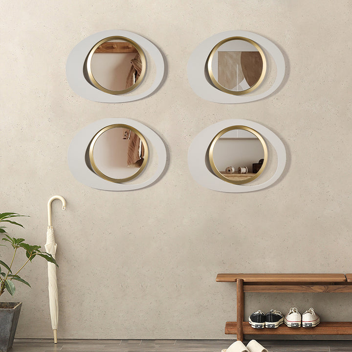 Modern 4-Piece 600mm Large White & Gold Abstract Geometry Wall Mirror Decor Living Room