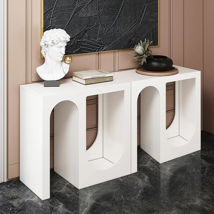 1600mm Modern Arched Console Table White Wooden Entryway Table