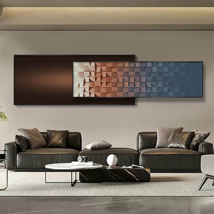 Modern Abstract Gradient Wall Art 3D Geometric Design Wall Decor with Dual-Tone Palette for Living Room