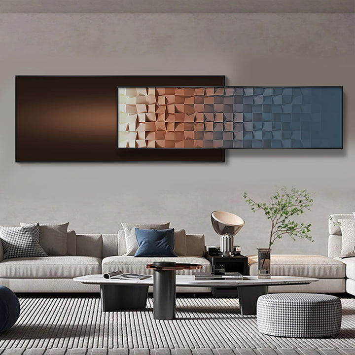 Modern Abstract Gradient Wall Art 3D Geometric Design Wall Decor with Dual-Tone Palette for Living Room