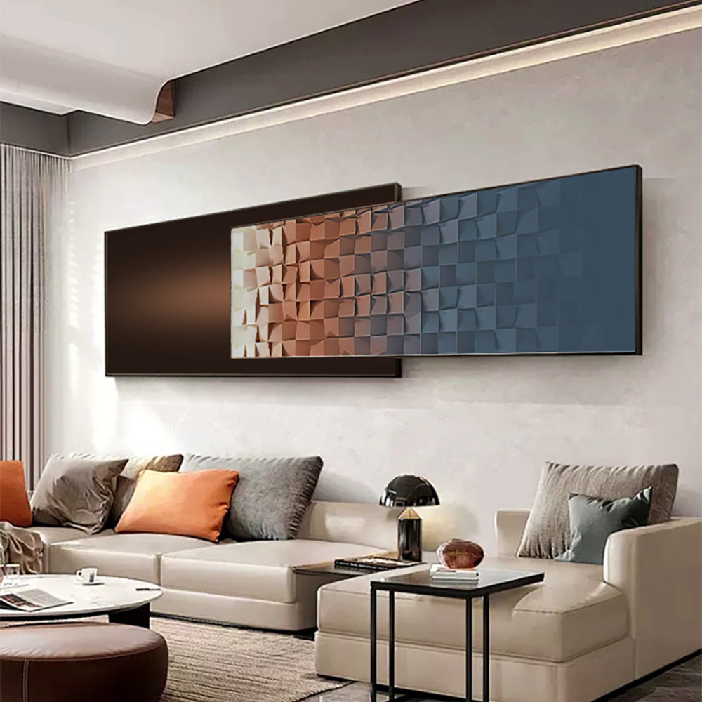 Modern Abstract Gradient Wall Art 3D Geometric Design Wall Decor with Dual-Tone Palette for Living Room