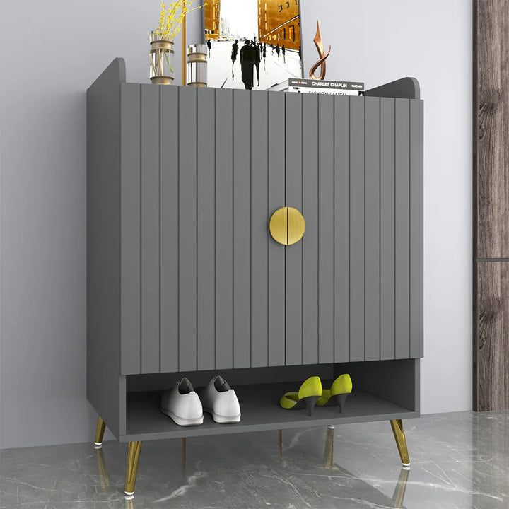 Nordic Gray Shoe Cabinet & Modern Shoe Rack Bench Set Storage Bench Cabinet with Door