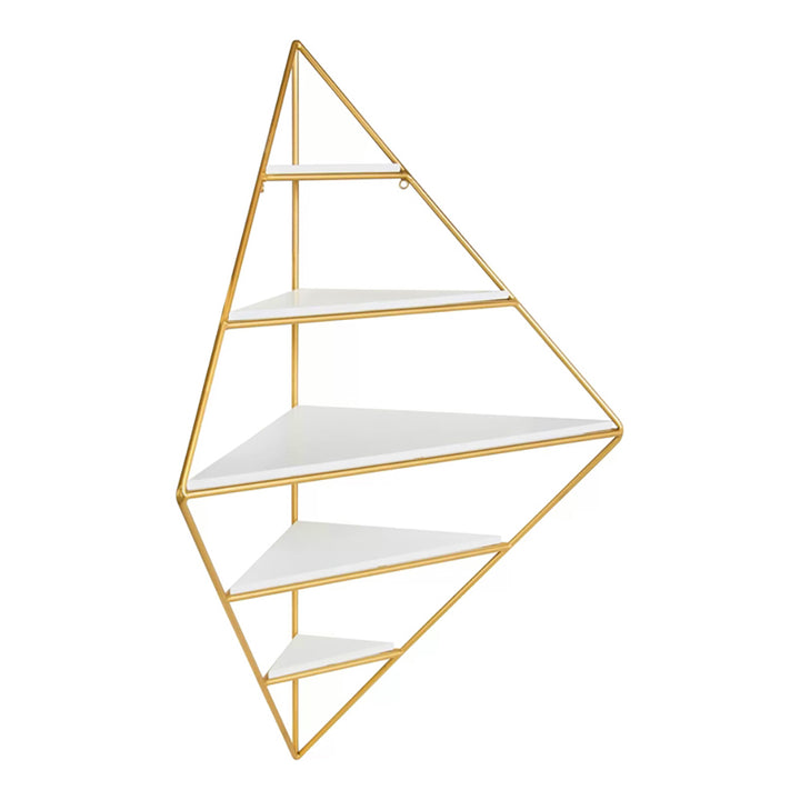 Modern Corner Wall Shelves Triangle Floating Shelves in Gold & White