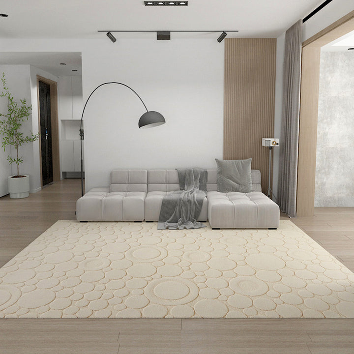 1500mm x 2400mm Modern Cream Textured Area Rug Embossed Bubble Rug Living Room Bedroom