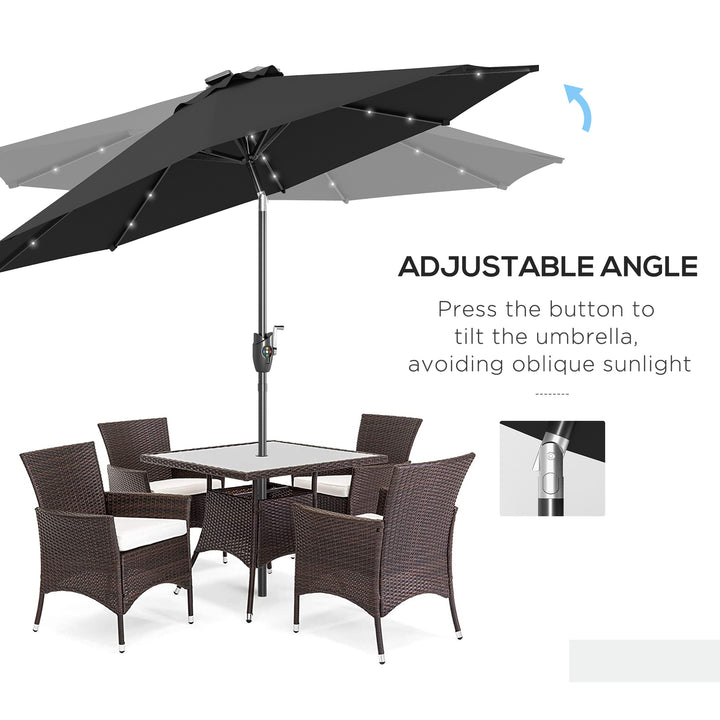 Waterproof Garden Parasol with Solar LED Lights