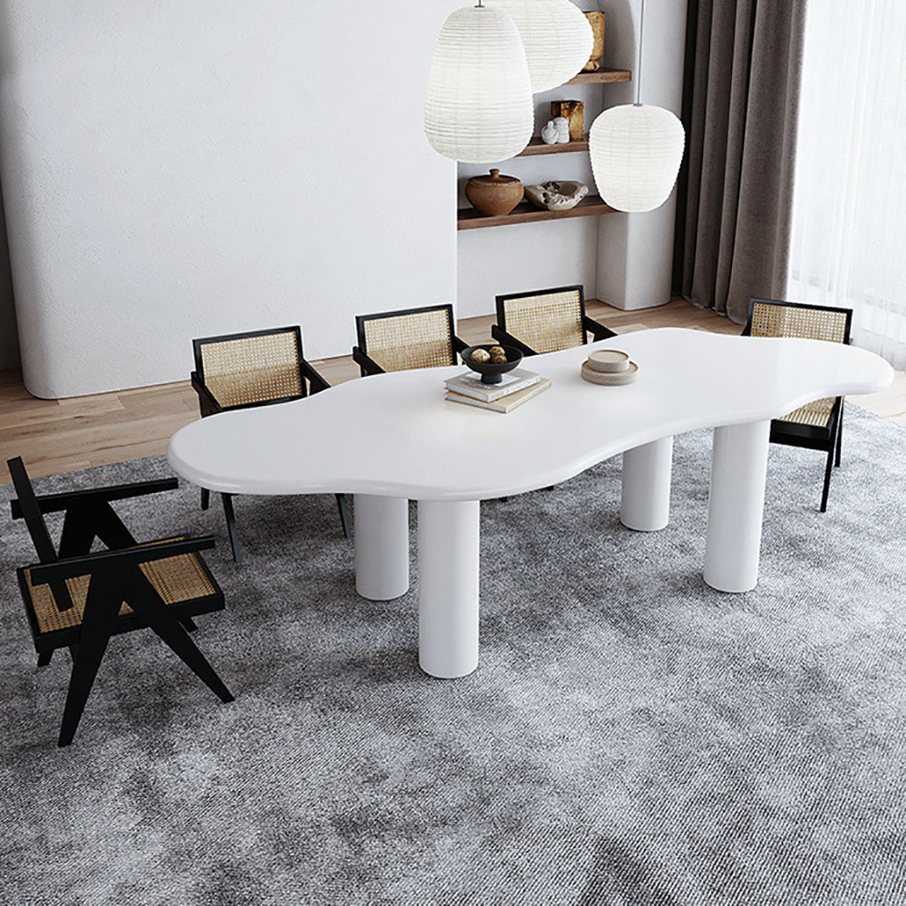 Irregular Dining Table 4-Leg 71" for 6 Person Japandi White