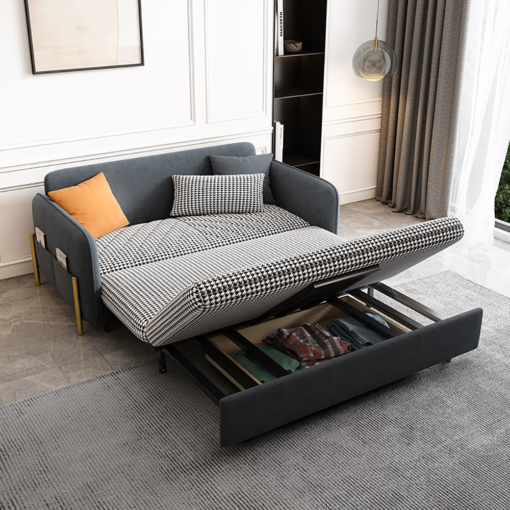 78.7" King Size Upholstered Convertible Sofa Bed Deep Gray Sleeper Sofa with Storage