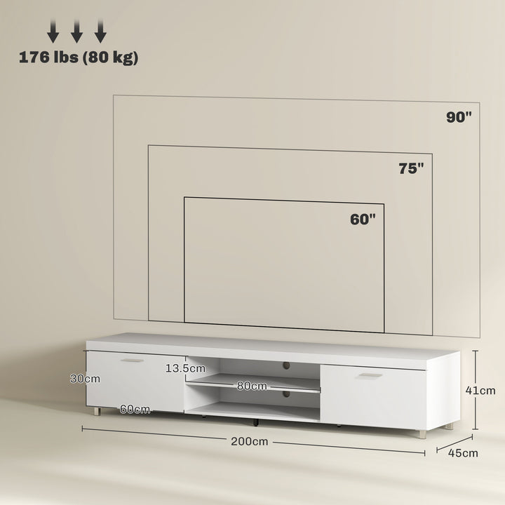 Modern TV unit Cabinet Entertainment Centre for TVs up to 90" w/ Cabinet Shelf for Living room Bedroom White