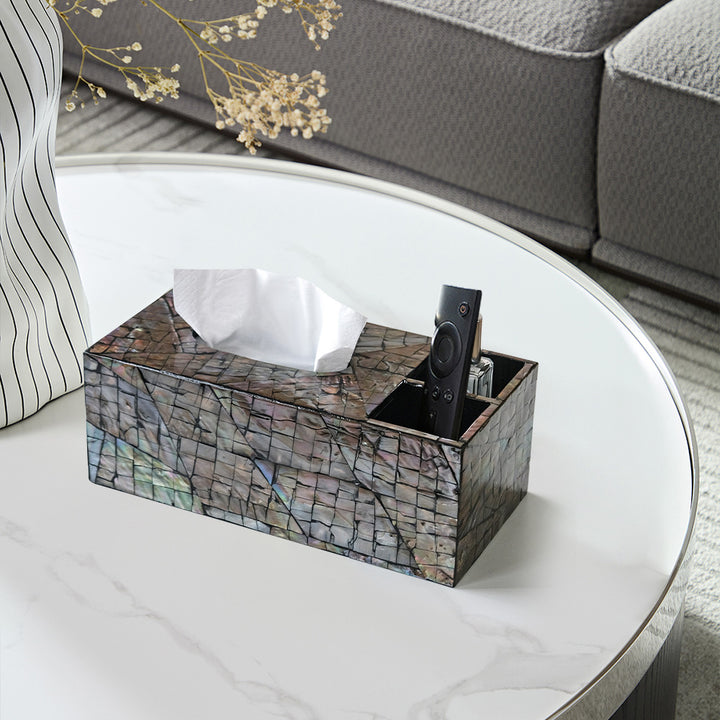 Modern Tissue Box Cover Multifunctional Nightstand Organizer with Remote Control Holder