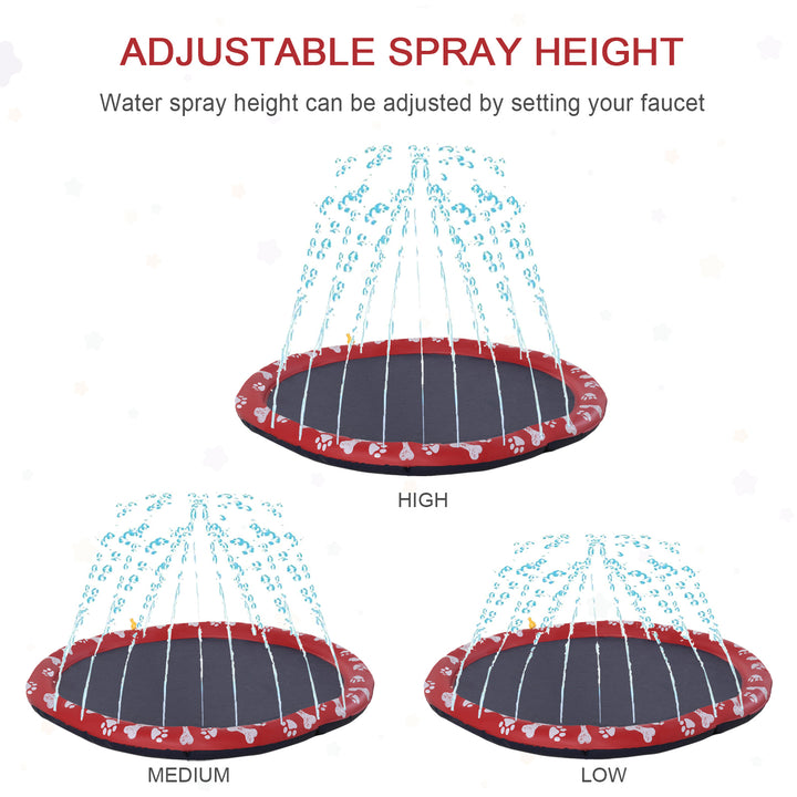 150cm Splash Pad Sprinkler for Pets Dog Bath Pool Water Game Mat Toy Non-slip Outdoor Backyard Red