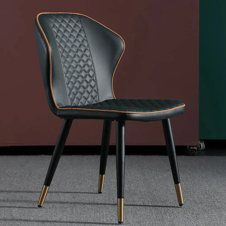 Dark Green Modern PU Leather Wingback Dining Chair (Set of 2) Carbon Steel Leg