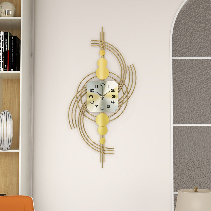 1000mm 3D Modern Metal Oversized Wall Clock with Golden Geometric Frame for Living Room