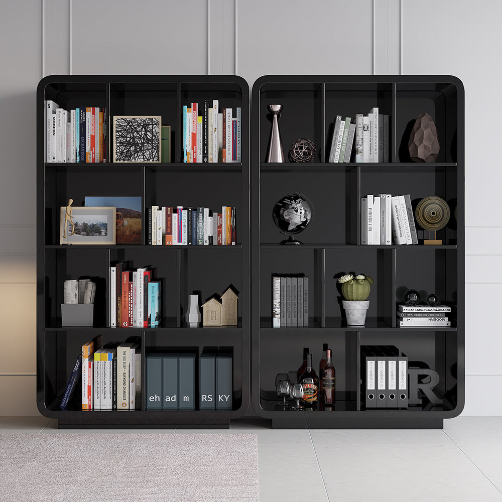 Chicent 2000mm Modern Black Bookshelf 4-Tier Standard Bookcase with Rich Storage