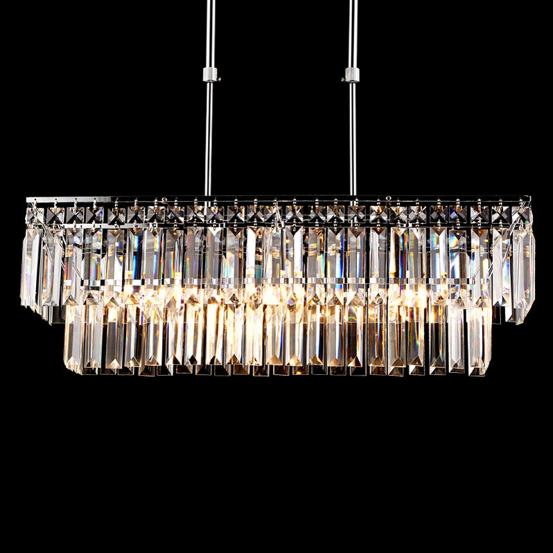 Luxury Radiant Prismatic Clear Crystal 3-Light Pendant Light in Chrome