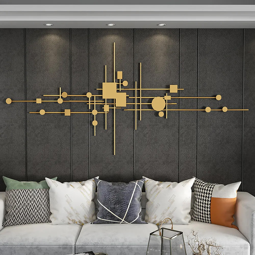 Luxury 3D Gold Geometric Patterns Metal Wall Decor with Overlapping Effects