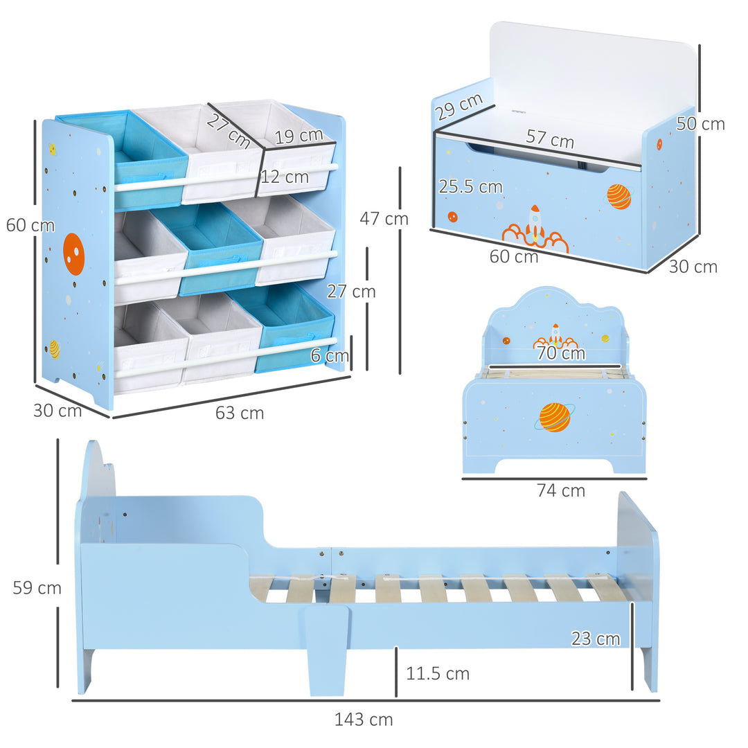 3PCs Kids Bedroom Furniture Set with Bed