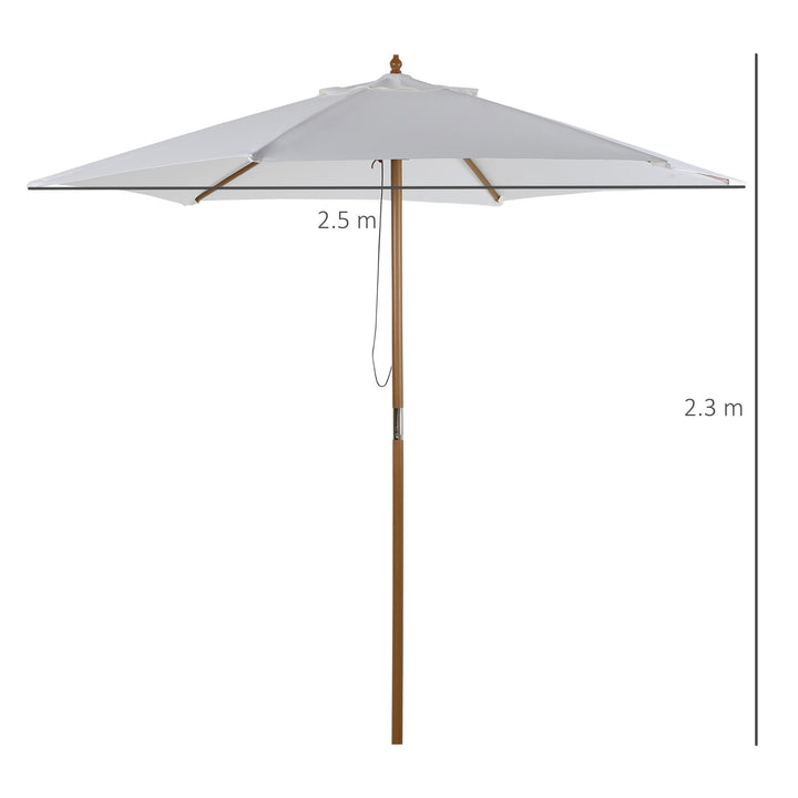 Wooden Patio Umbrella: 2.5m Garden Parasol with 6 Ribs