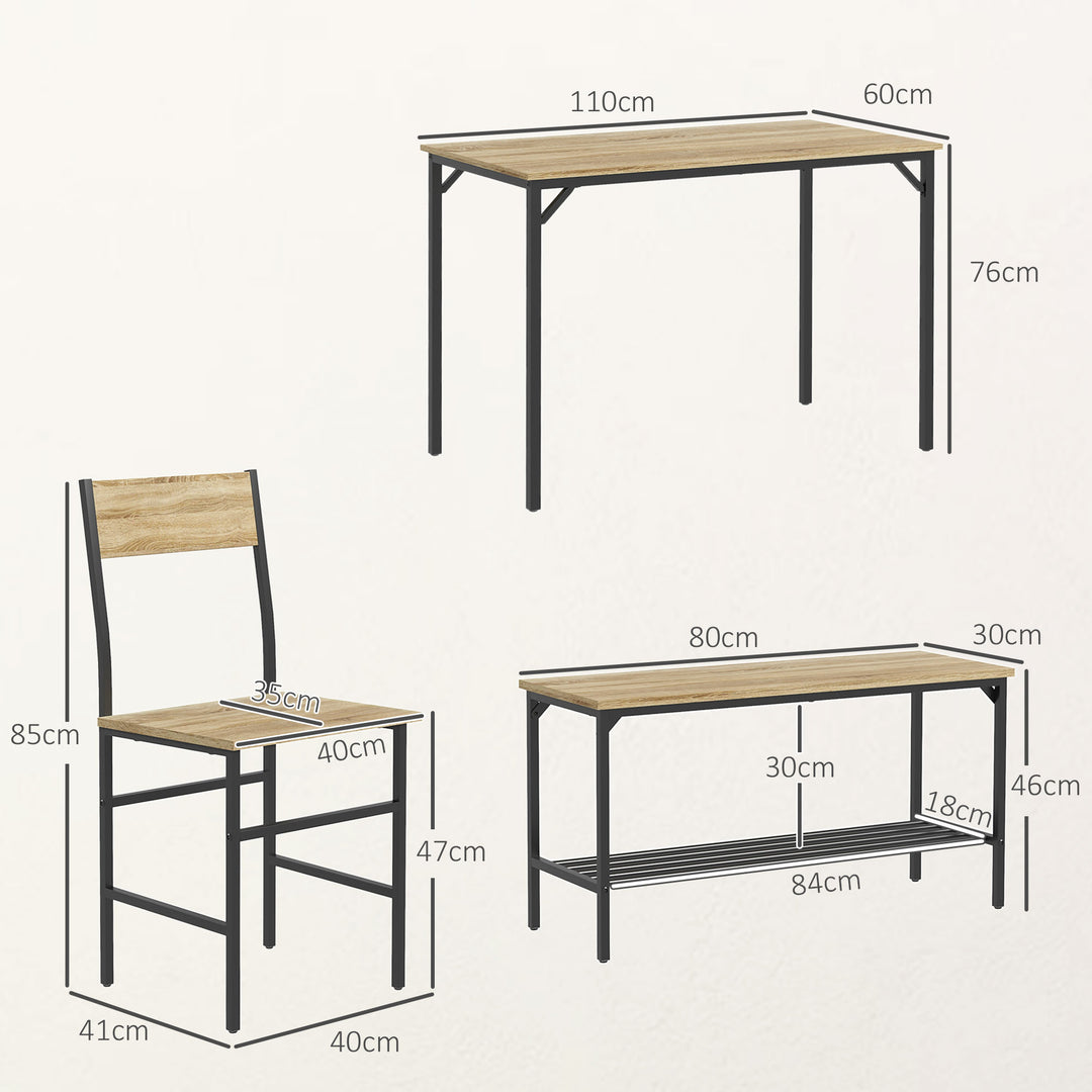 HOMCOM Dining Table Set with Storage, Natural Wood