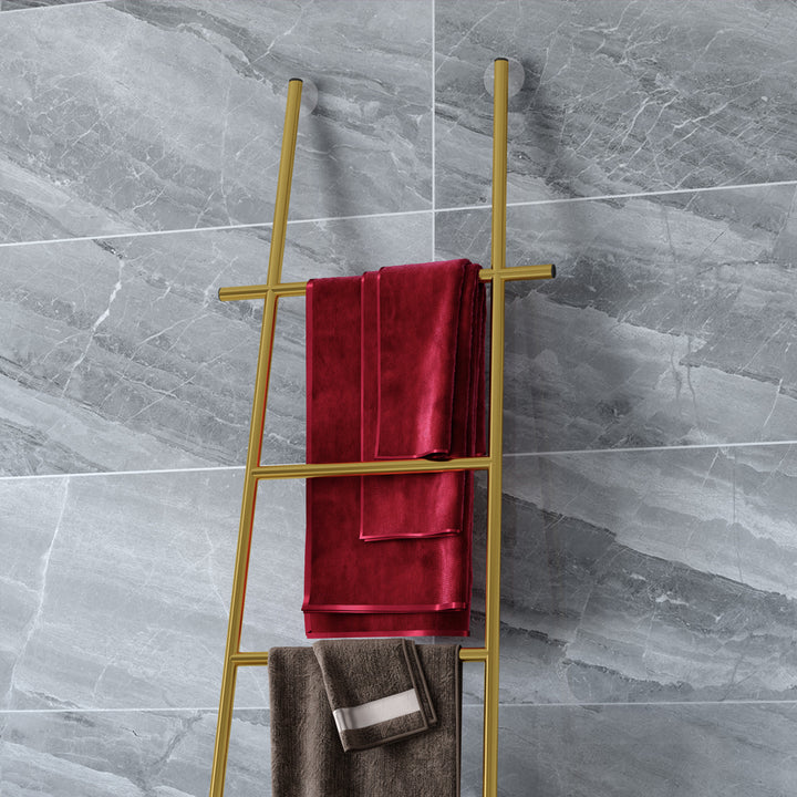 Gold Modern Freestanding Bath Ladder Storage Towel Rack