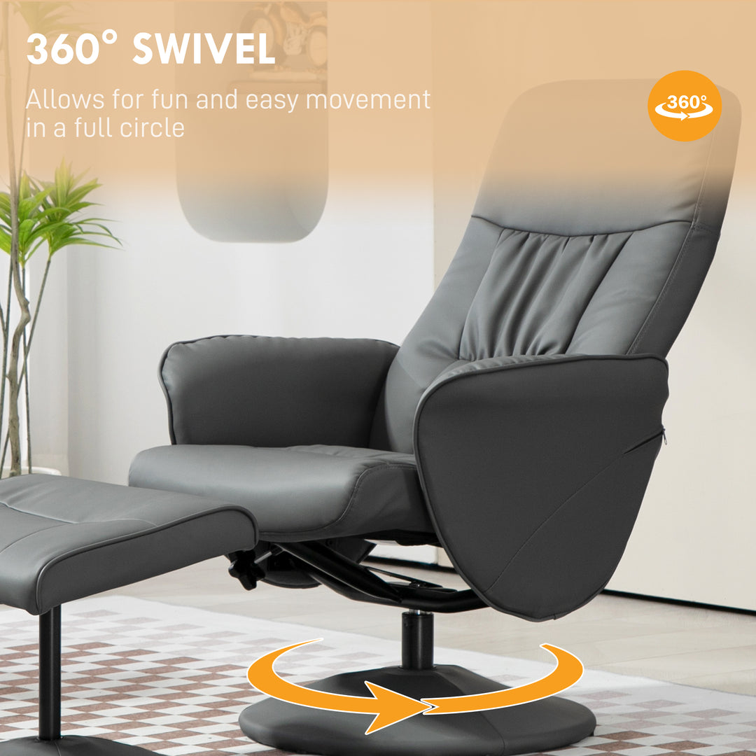 Swivel Recliner Chair with Footstool