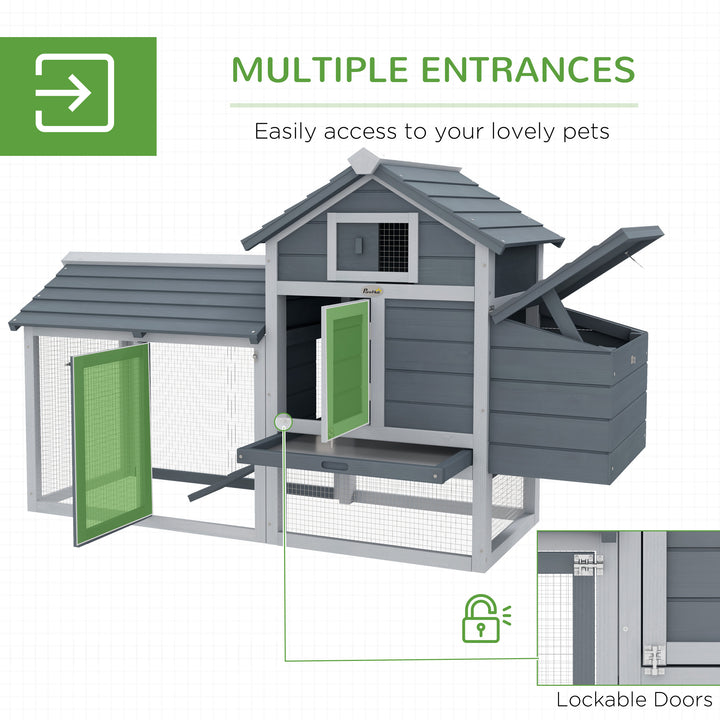 Solid Wood Enclosed Outdoor Backyard Chicken Coop Kit with Nesting Box