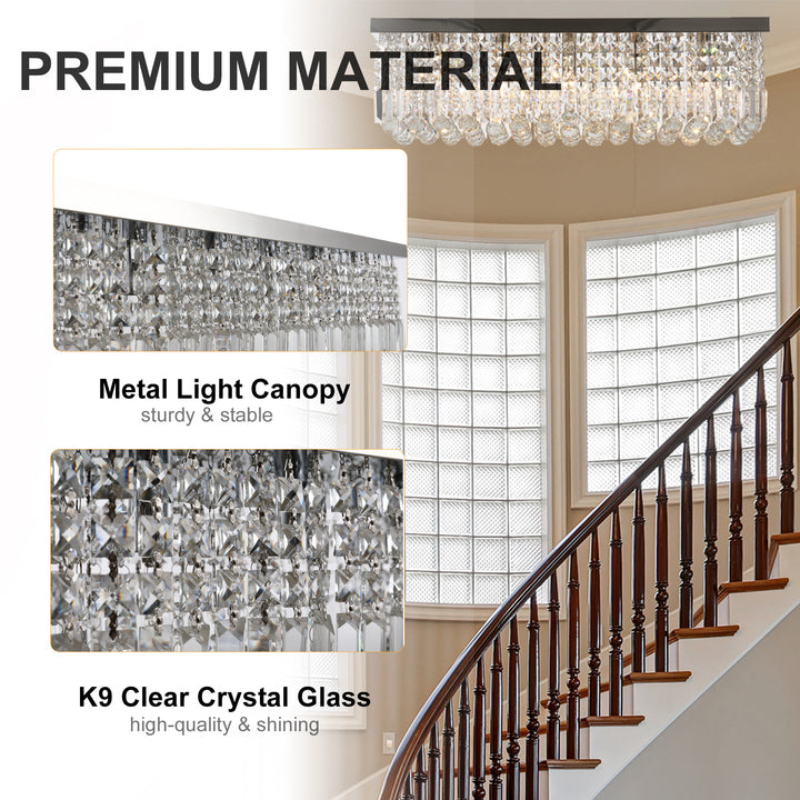 Modern Crystal Ceiling Light Square Crystal Chandelier for Living Room