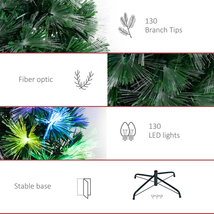 HOMCM 1.2m Tall Artificial Tree Fiber Optic Colorful LED Pre-Lit Holiday Home Christmas Decoration with Flash Mode