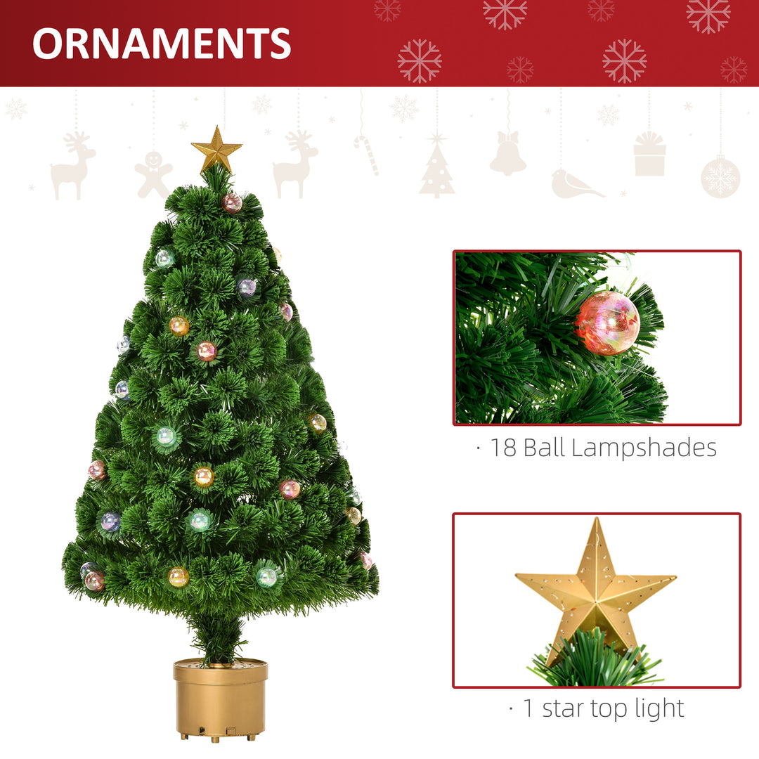 4FT Prelit Artificial Christmas Tree Fiber Optic Holiday Home Xmas Indoor Decoration with Golden Stand Green