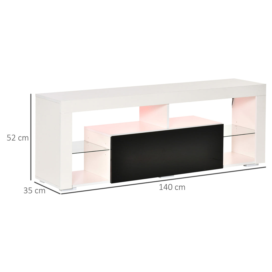 140 cm TV Stand with LED Lights for 55-Inch TV