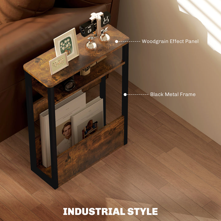 Industrial-Style Side Table - Black/Brown