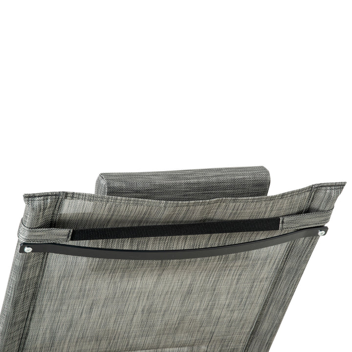 Breathable Mesh Rocking Chair Patio Rocker Lounge for Indoor & Outdoor Recliner Seat w/ Removable Headrest for Garden