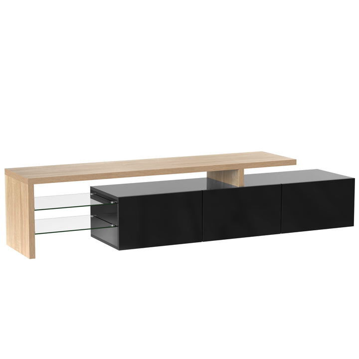 TV Stand with Glass Shelves & LED Lighting