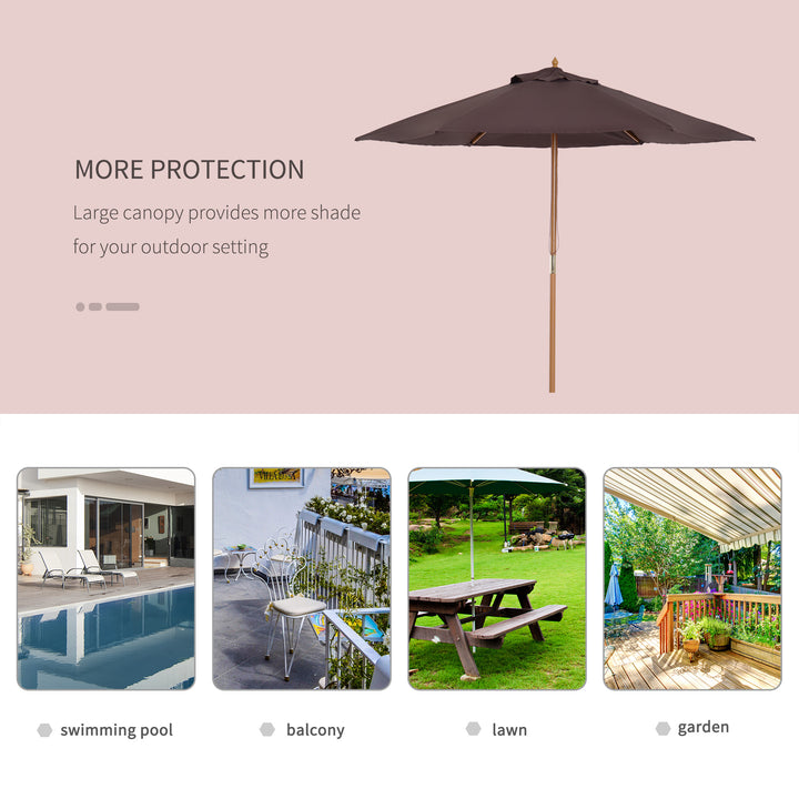 Elegant Wooden Garden Parasol: 2.5m Patio Sunshade with UV Protection