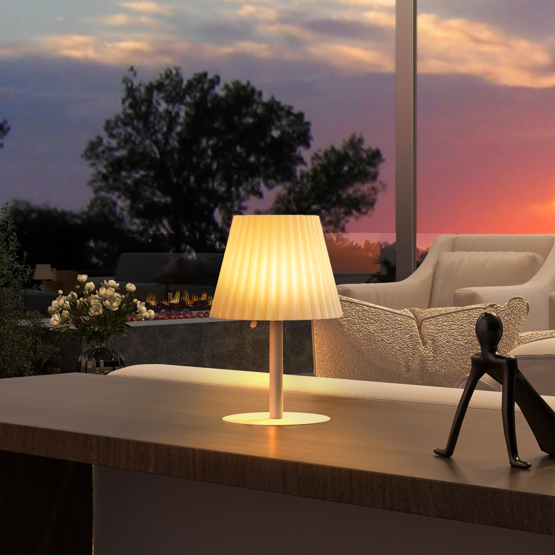 Solar-Powered Outdoor Luminary: Cordless LED Table Lamp with USB